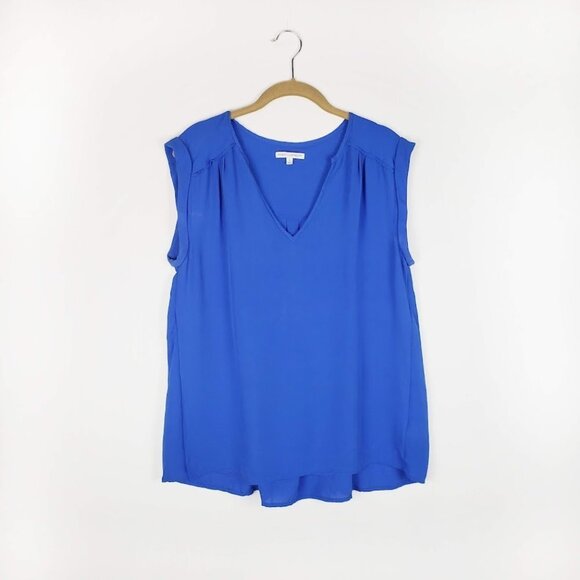 Rebecca Minkoff Silk Blouse Royal Blue Sleeveless Pleat Back Womens Size Small - Picture 10 of 10